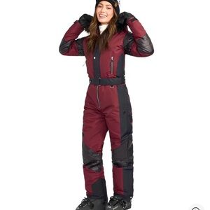 Tipsy Elves Women's Burgundy and Black Ski Suit- Quick shipping!